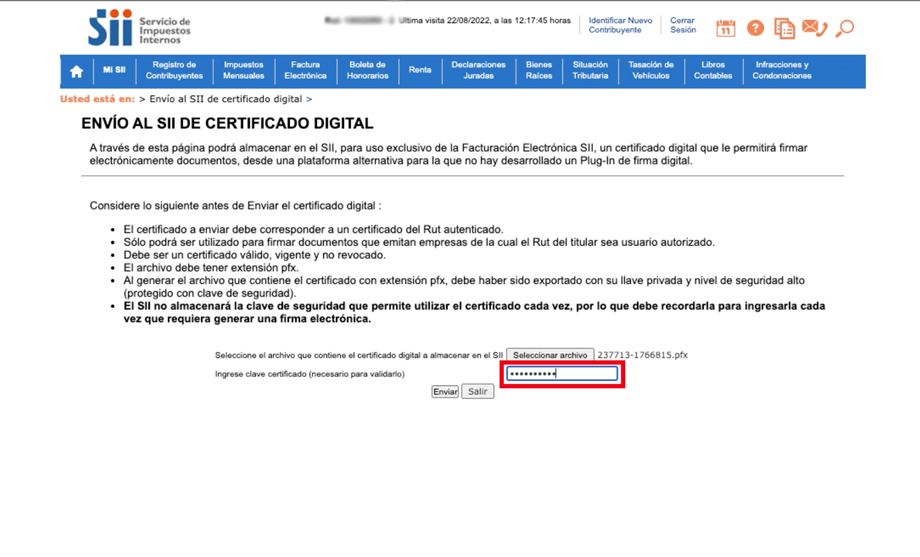 Centralizar Certificado Digital Paso 6