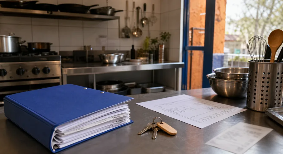 Documentos y plano para formalizar la empresa de un restaurante