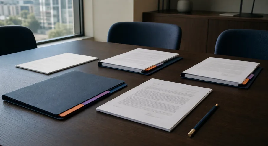 Documentos y carpetas para ordenar acuerdos de una empresa familiar