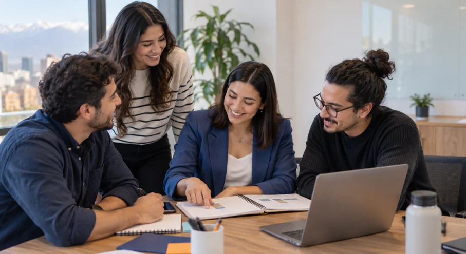 Checklist de onboarding laboral para pymes revisado por un equipo y una nueva integrante