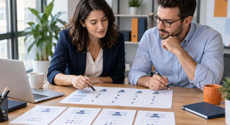 Pauta de entrevista por competencias utilizada para comparar candidatos con una matriz de evidencia